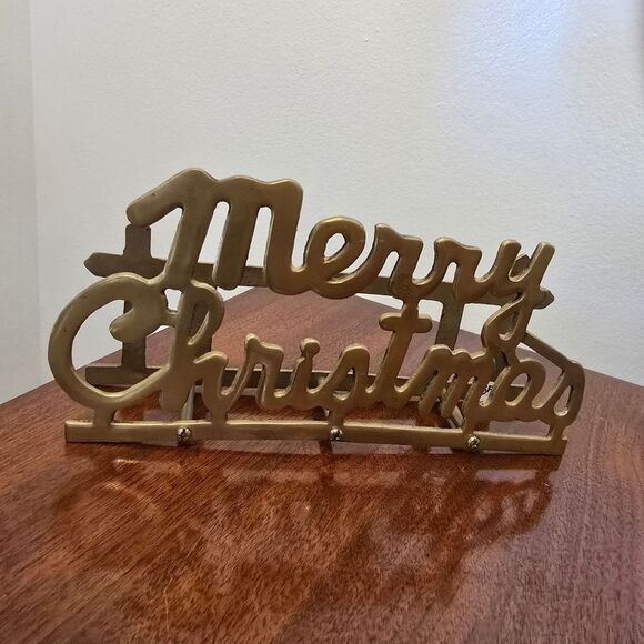 Vintage Brass  Merry Christmas Letter Mail Napkin Hokder Retro Christmas Decor - Picture 3 of 11